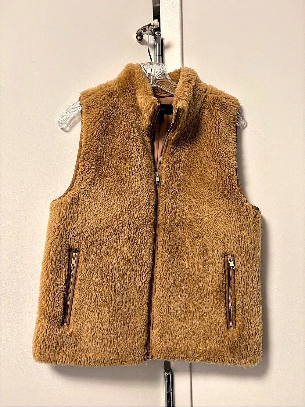 J.Crew Teddy Sherpa Vest in Tan Size Small